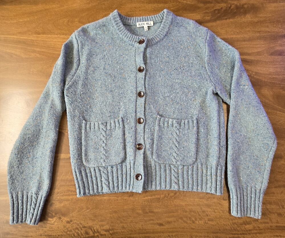Alex Mill Francis Blue Donegal Merino Wool Alpaca Cardigan Sweater Medium